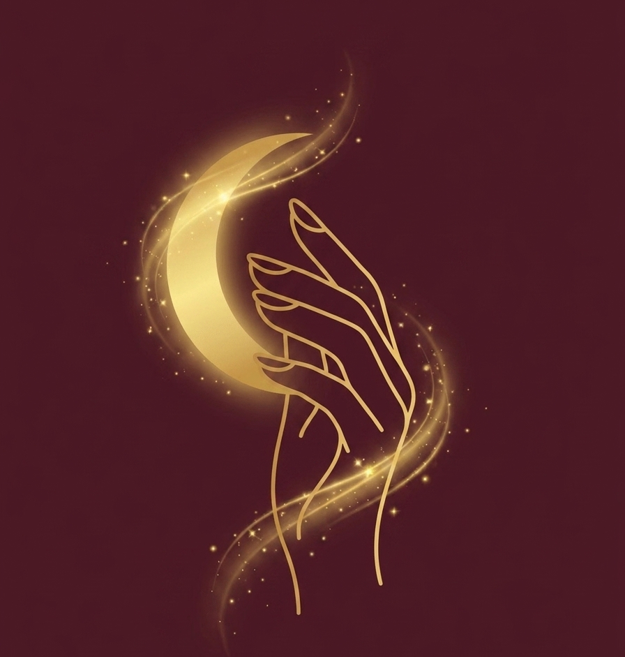 Logo Haloa Institut avec lune et main dorées